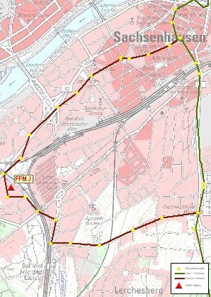 Das Bild zeigt den Verlauf Nivellement für den Anschluss einer GREF-Station an das Höhennetz (Anklicken zum Vergrößern) Das Bild zeigt den Verlauf Nivellement für den Anschluss einer GREF-Station an das Höhennetz (Anklicken zum Vergrößern)